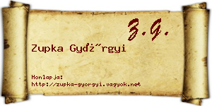 Zupka Györgyi névjegykártya
