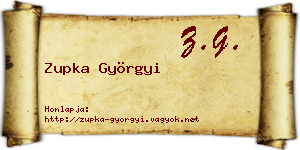 Zupka Györgyi névjegykártya